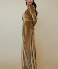 BB Custom Sofia Velvet Maxi Dress | Gold