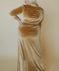 BB Custom Sofia Velvet Maxi Dress | Gold
