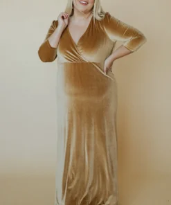 BB Custom Sofia Velvet Maxi Dress | Gold