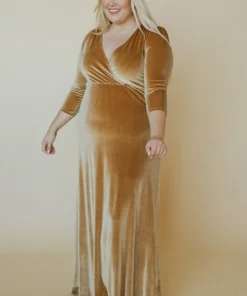 BB Custom Sofia Velvet Maxi Dress | Gold