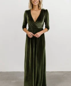BB Custom Dresses Sofia Velvet Maxi Dress | Olive