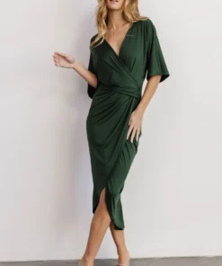 DD Solana Ruched Dress | Hunter Green Dresses