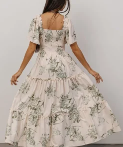 BB Custom Southampton Smocked Maxi Dress | Sage Floral Maxi Dresses