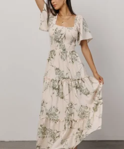 BB Custom Southampton Smocked Maxi Dress | Sage Floral Maxi Dresses