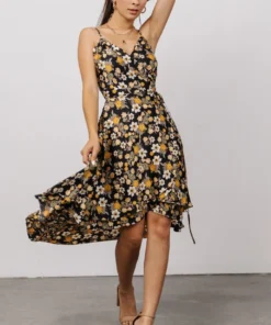 BB Custom Steffi Tulip Wrap Dress | Black Floral