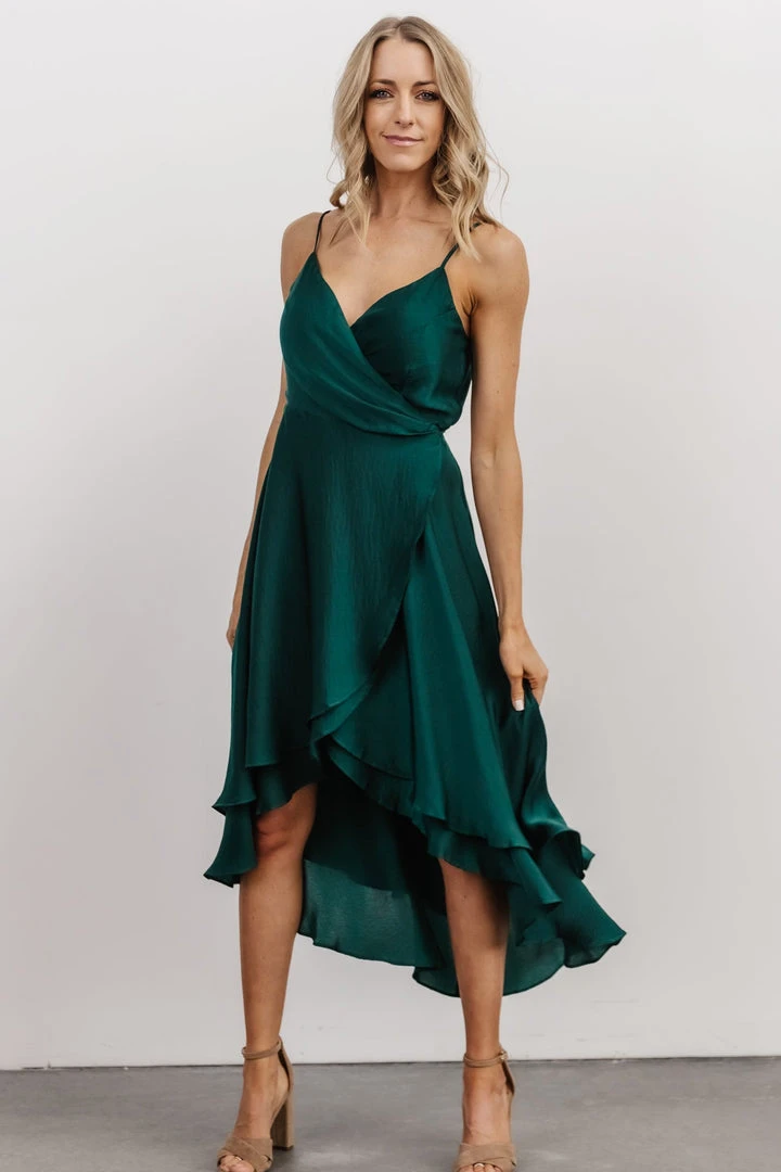 BB Custom Dresses Steffi Tulip Wrap Dress | Emerald 1 BB Custom Dresses Steffi Tulip Wrap Dress | Emerald