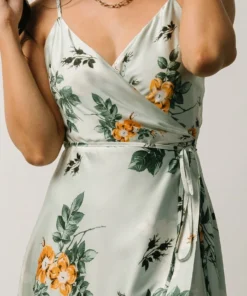 BB Custom Dresses Steffi Tulip Wrap Dress | Light Sage Floral