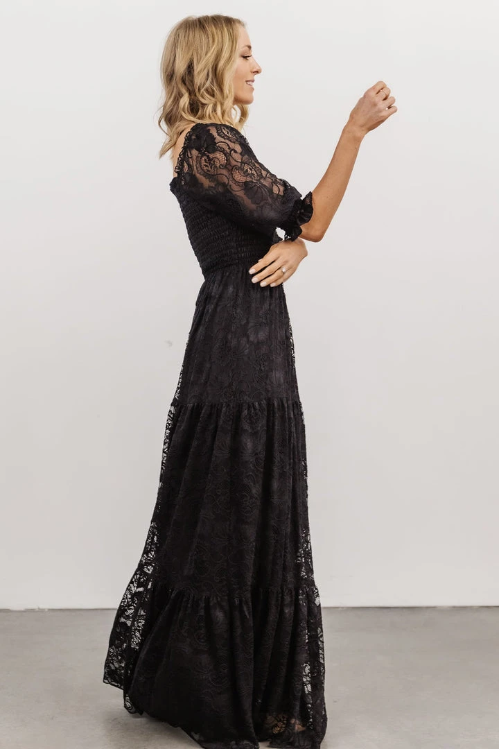 BB Custom Stella Smocked Lace Maxi Dress | Black Dresses 8 BB Custom Stella Smocked Lace Maxi Dress | Black Dresses