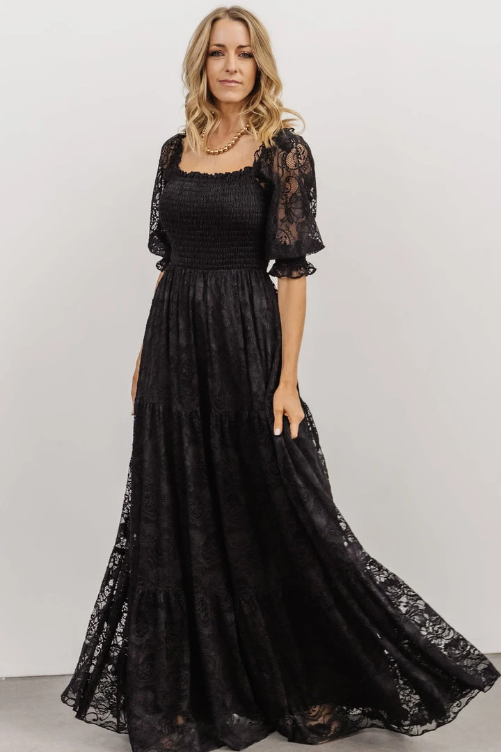 BB Custom Stella Smocked Lace Maxi Dress | Black Dresses 4 BB Custom Stella Smocked Lace Maxi Dress | Black Dresses