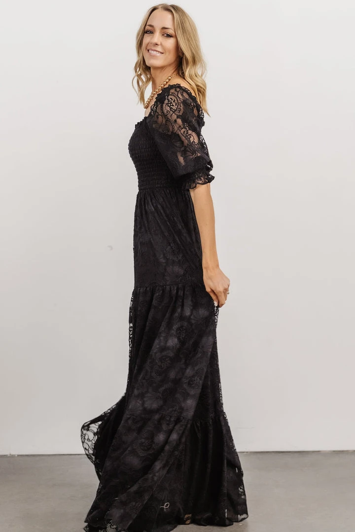 BB Custom Stella Smocked Lace Maxi Dress | Black Dresses 6 BB Custom Stella Smocked Lace Maxi Dress | Black Dresses