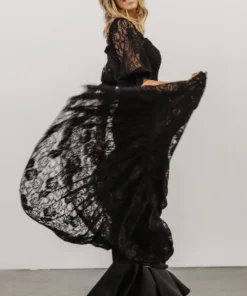 BB Custom Stella Smocked Lace Maxi Dress | Black Dresses