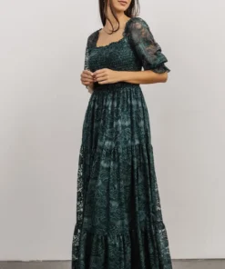 BB Custom Dresses Stella Smocked Lace Maxi Dress | Deep Topaz 11 BB Custom Dresses Stella Smocked Lace Maxi Dress | Deep Topaz