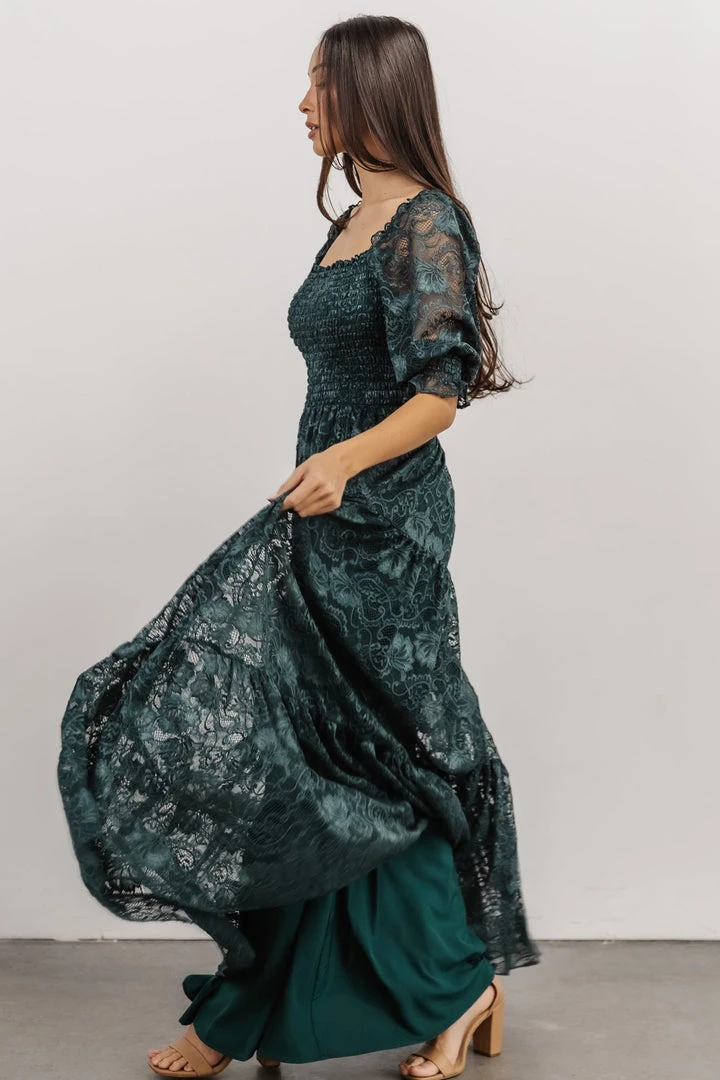 BB Custom Dresses Stella Smocked Lace Maxi Dress | Deep Topaz 5 BB Custom Dresses Stella Smocked Lace Maxi Dress | Deep Topaz