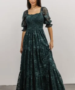 BB Custom Dresses Stella Smocked Lace Maxi Dress | Deep Topaz 15 BB Custom Dresses Stella Smocked Lace Maxi Dress | Deep Topaz