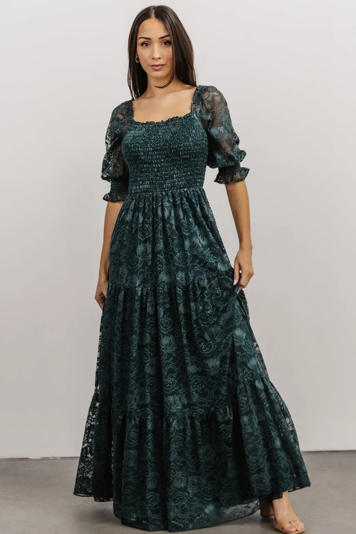 BB Custom Dresses Stella Smocked Lace Maxi Dress | Deep Topaz 8 BB Custom Dresses Stella Smocked Lace Maxi Dress | Deep Topaz