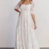 BB Custom Stella Smocked Lace Maxi Dress | Off White Dresses