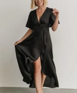DD Stina Satin Maxi Dress | Black Dresses