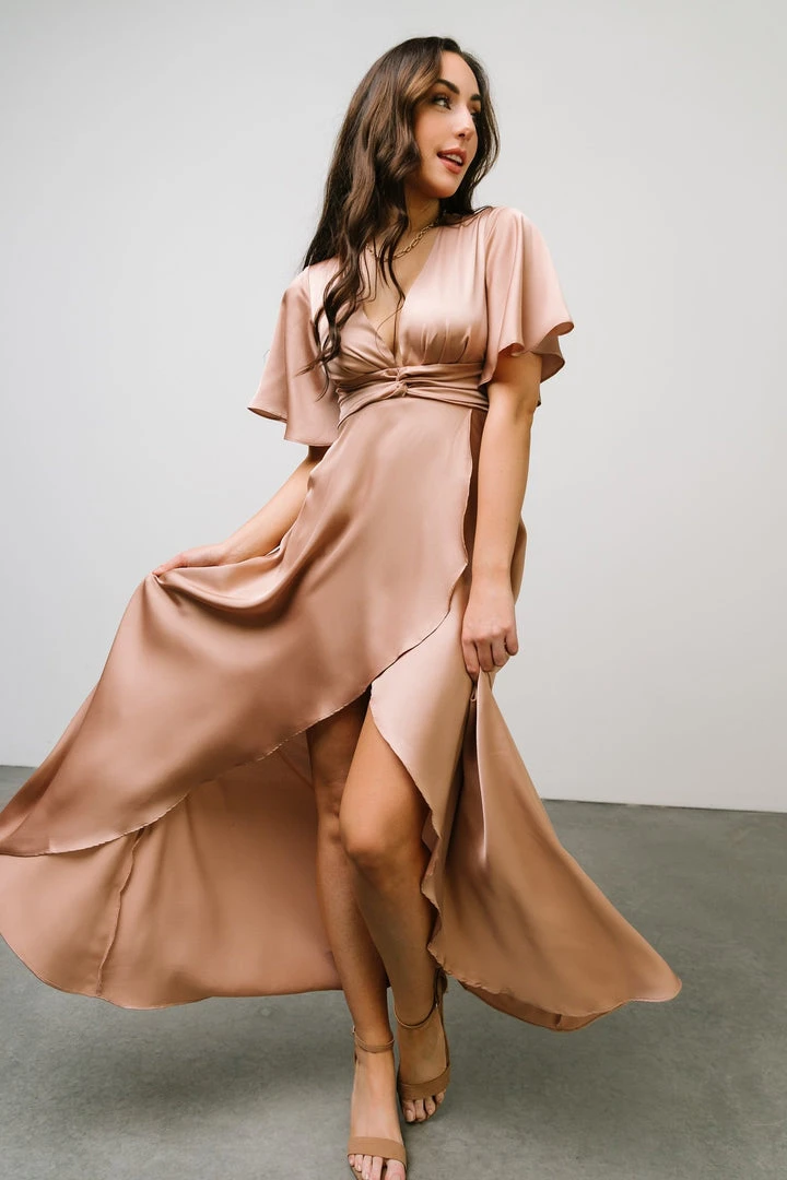 DD Stina Satin Maxi Dress | Champagne 3 DD Stina Satin Maxi Dress | Champagne