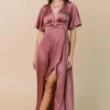 DD Stina Satin Maxi Dress | Dark Rose Dresses