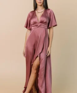 DD Stina Satin Maxi Dress | Dark Rose Dresses