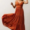 FT Summerlin Lace Top Maxi Dress | Rust