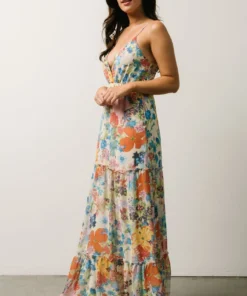 AK Dresses Suzanna Tiered Maxi Dress | Ivory + Multi Floral