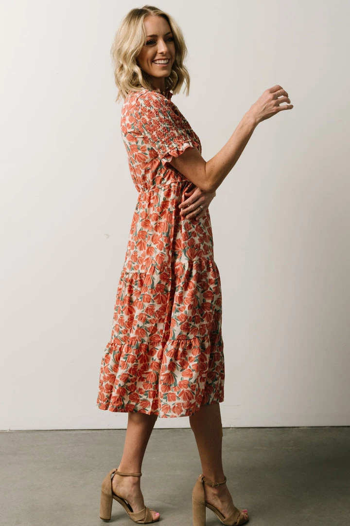 HAY Suzette Smocked Midi Dress | Coral Floral Dresses 5 HAY Suzette Smocked Midi Dress | Coral Floral Dresses