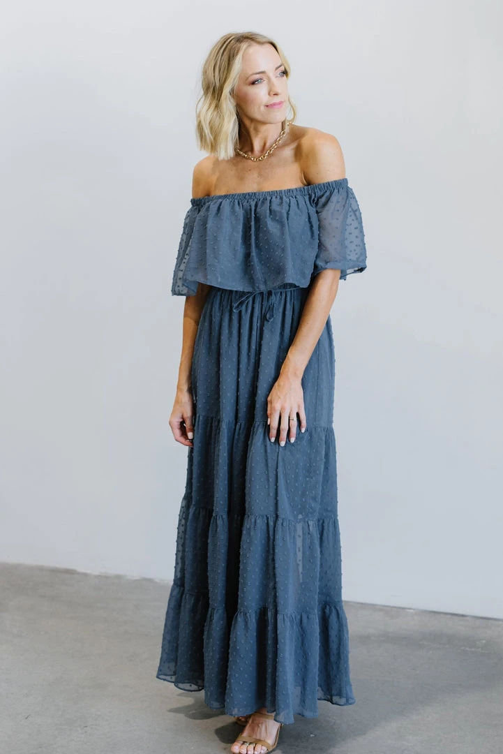 BB Custom Dresses Swiss Dot Maxi Dress | Blue 2 BB Custom Dresses Swiss Dot Maxi Dress | Blue