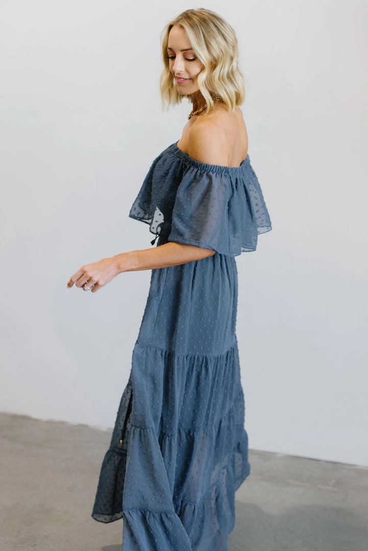 BB Custom Dresses Swiss Dot Maxi Dress | Blue 4 BB Custom Dresses Swiss Dot Maxi Dress | Blue