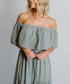 BB Custom Dresses Swiss Dot Maxi Dress | Sage 13 BB Custom Dresses Swiss Dot Maxi Dress | Sage