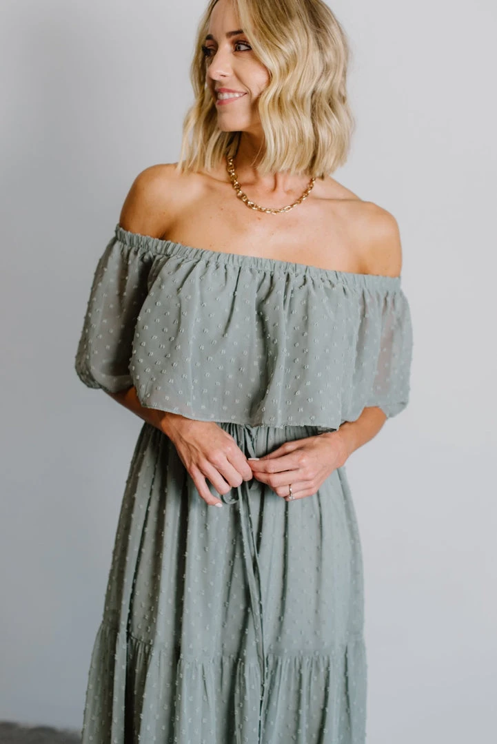 BB Custom Dresses Swiss Dot Maxi Dress | Sage 3 BB Custom Dresses Swiss Dot Maxi Dress | Sage