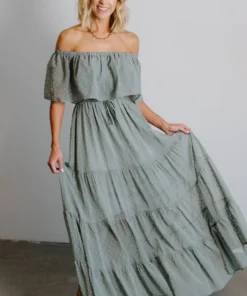 BB Custom Dresses Swiss Dot Maxi Dress | Sage 21 BB Custom Dresses Swiss Dot Maxi Dress | Sage