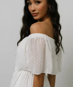 BB Custom Swiss Dot Maxi Dress | White