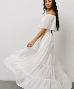 BB Custom Swiss Dot Maxi Dress | White