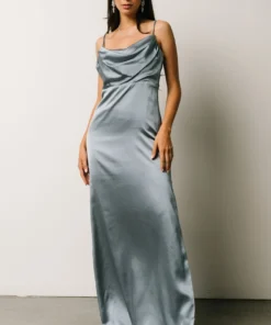 SL Sydney Satin Gown | Dusty Blue Dresses