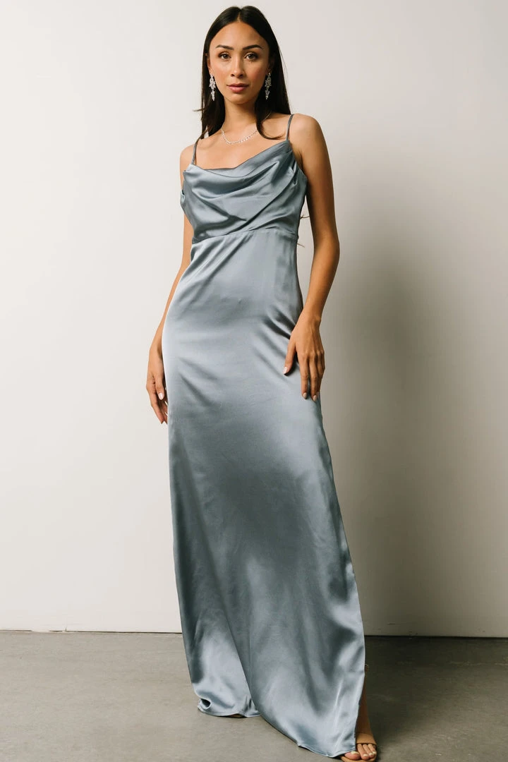 SL Sydney Satin Gown | Dusty Blue Dresses 1 SL Sydney Satin Gown | Dusty Blue Dresses