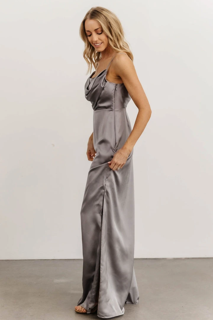 SL Sydney Satin Gown | Silver 2 SL Sydney Satin Gown | Silver