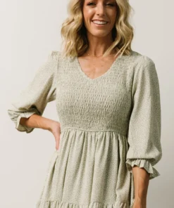 POL Tarryn Smocked Midi Dress | Dusty Olive Floral 8 POL Tarryn Smocked Midi Dress | Dusty Olive Floral