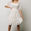 BB Custom Dresses Tate Smocked Lace Short Dress | Off White