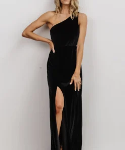 BB Custom Tatiana Velvet One Shoulder Maxi Dress | Black 23 BB Custom Tatiana Velvet One Shoulder Maxi Dress | Black