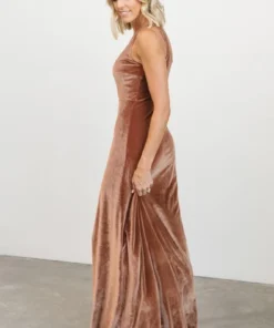 BB Custom Dresses Tatiana Velvet One Shoulder Maxi Dress | Bronze 23 BB Custom Dresses Tatiana Velvet One Shoulder Maxi Dress | Bronze