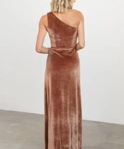 BB Custom Dresses Tatiana Velvet One Shoulder Maxi Dress | Bronze 24 BB Custom Dresses Tatiana Velvet One Shoulder Maxi Dress | Bronze