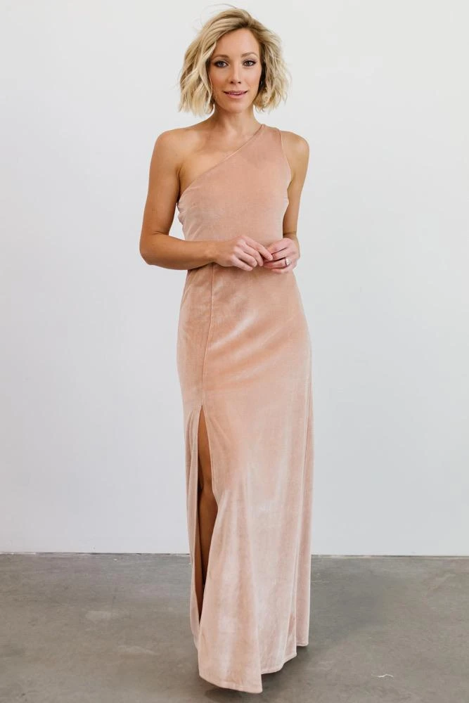 BB Custom Tatiana Velvet One Shoulder Maxi Dress | Champagne Dresses 5 BB Custom Tatiana Velvet One Shoulder Maxi Dress | Champagne Dresses