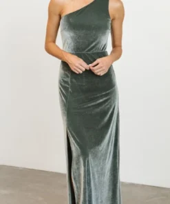 BB Custom Dresses Tatiana Velvet One Shoulder Maxi Dress | Eucalyptus 15 BB Custom Dresses Tatiana Velvet One Shoulder Maxi Dress | Eucalyptus