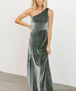 BB Custom Dresses Tatiana Velvet One Shoulder Maxi Dress | Eucalyptus 19 BB Custom Dresses Tatiana Velvet One Shoulder Maxi Dress | Eucalyptus