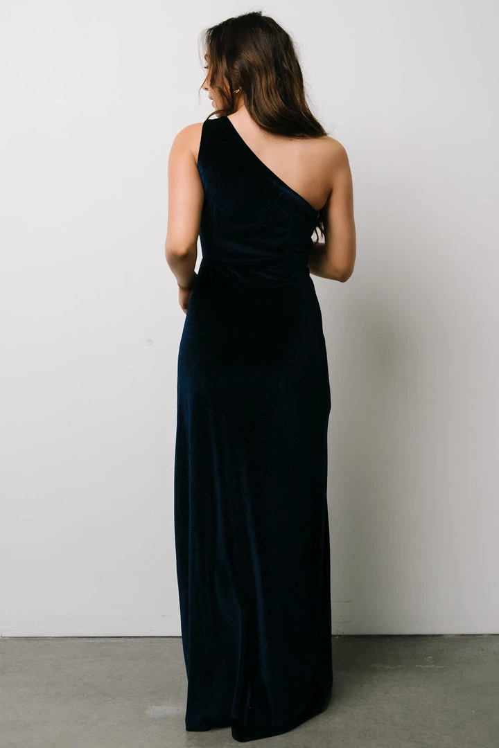 BB Custom Tatiana Velvet One Shoulder Maxi Dress | Navy Dresses 4 BB Custom Tatiana Velvet One Shoulder Maxi Dress | Navy Dresses
