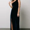 BB Custom Tatiana Velvet One Shoulder Maxi Dress | Navy Dresses