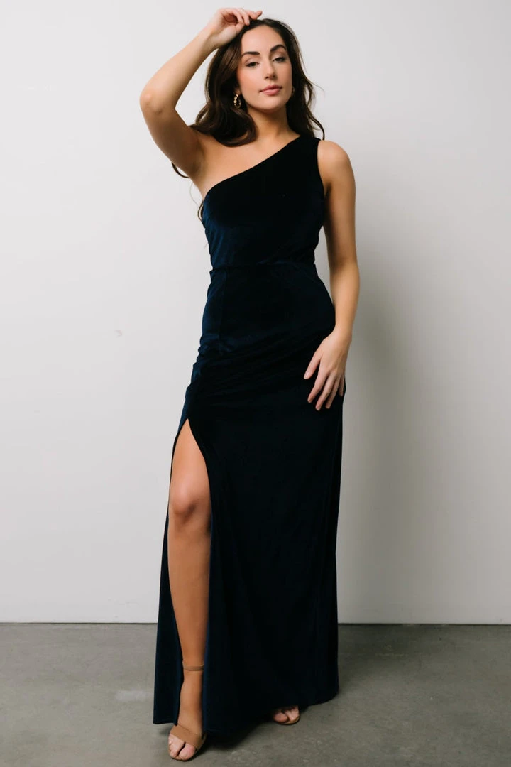 BB Custom Tatiana Velvet One Shoulder Maxi Dress | Navy Dresses 7 BB Custom Tatiana Velvet One Shoulder Maxi Dress | Navy Dresses