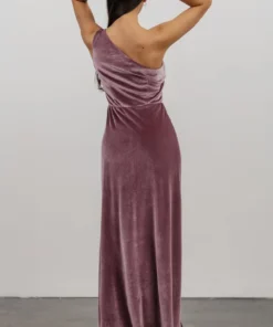 BB Custom Tatiana Velvet One Shoulder Maxi Dress | Orchid 14 BB Custom Tatiana Velvet One Shoulder Maxi Dress | Orchid