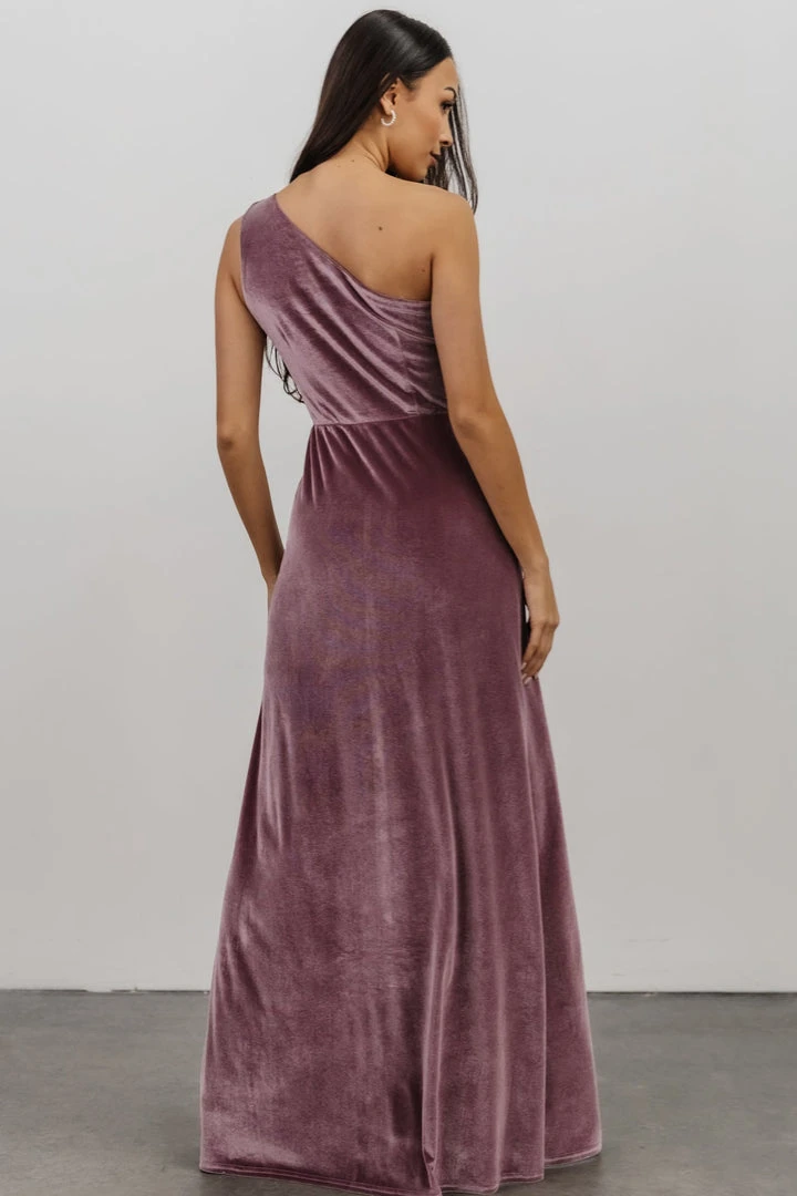 BB Custom Tatiana Velvet One Shoulder Maxi Dress | Orchid 6 BB Custom Tatiana Velvet One Shoulder Maxi Dress | Orchid